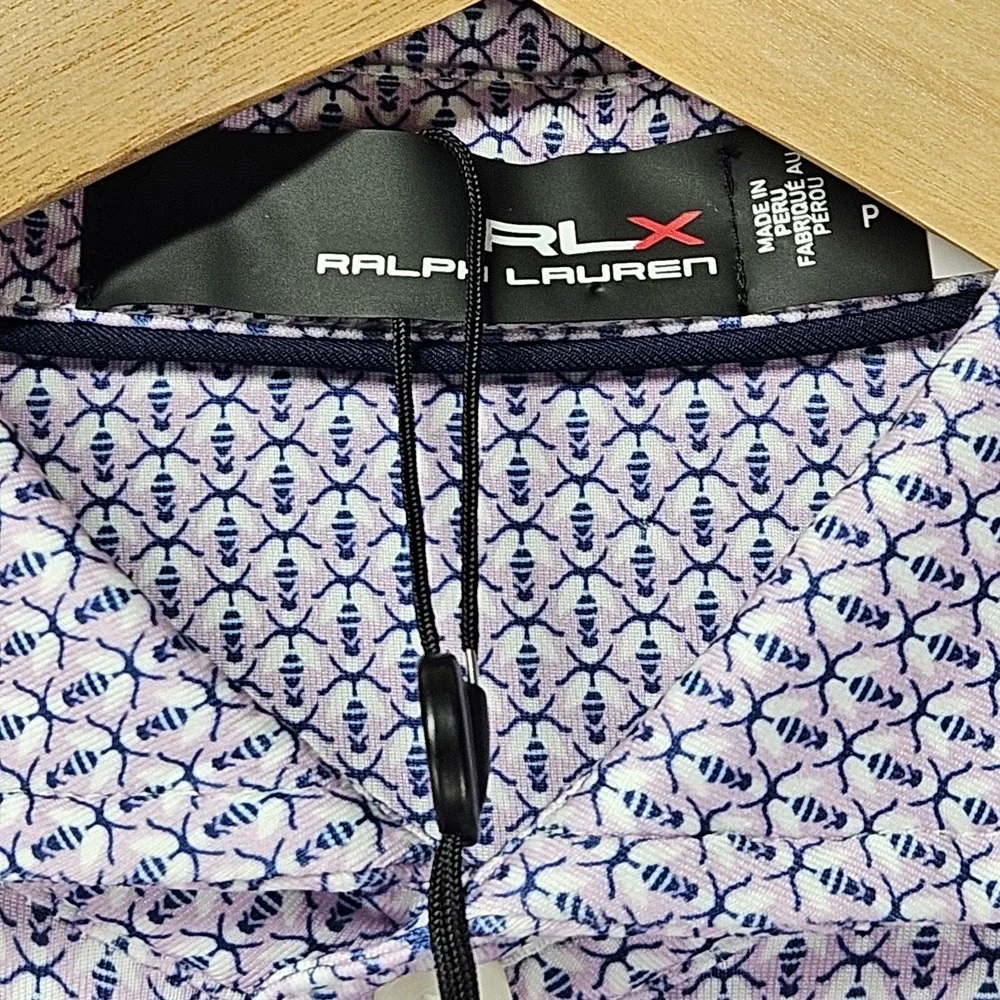 RLX Ralph Lauren Golf Polo Shirt Small NWT Purple Micro Print Wicking Stretch